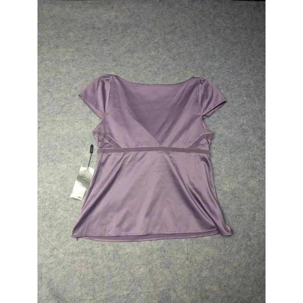 NWT Purple Y2K Babydoll Short Sleeve Satin Top Daisy Fuentes